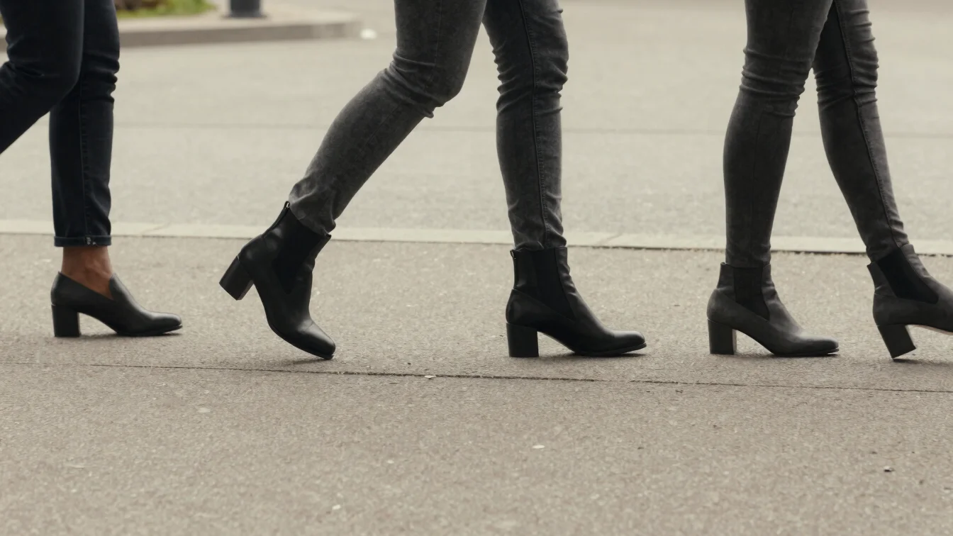 Full-length silhouette movement shot featuring contemporary footw